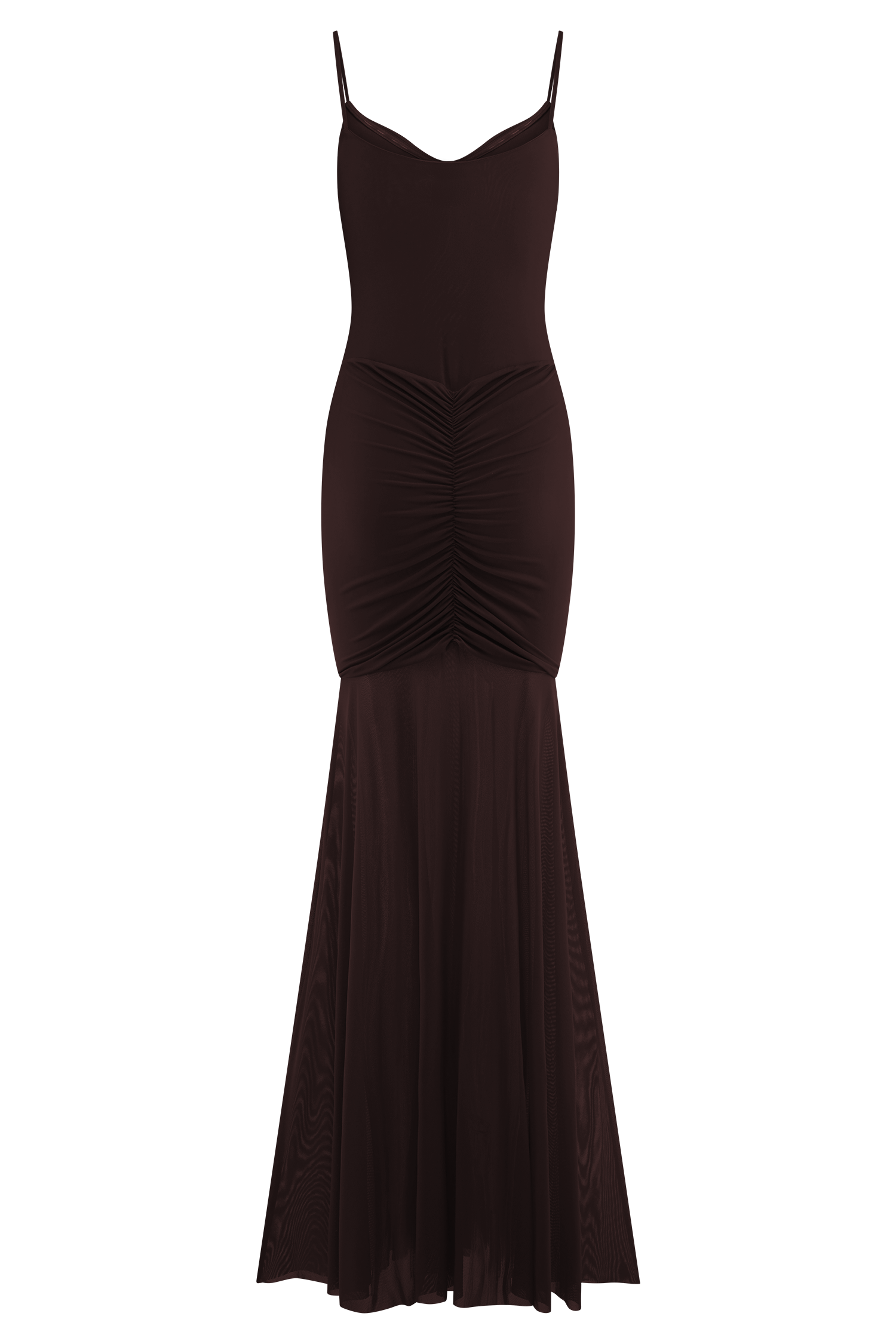 Delaney Slinky And Mesh Maxi Dress - Chocolate