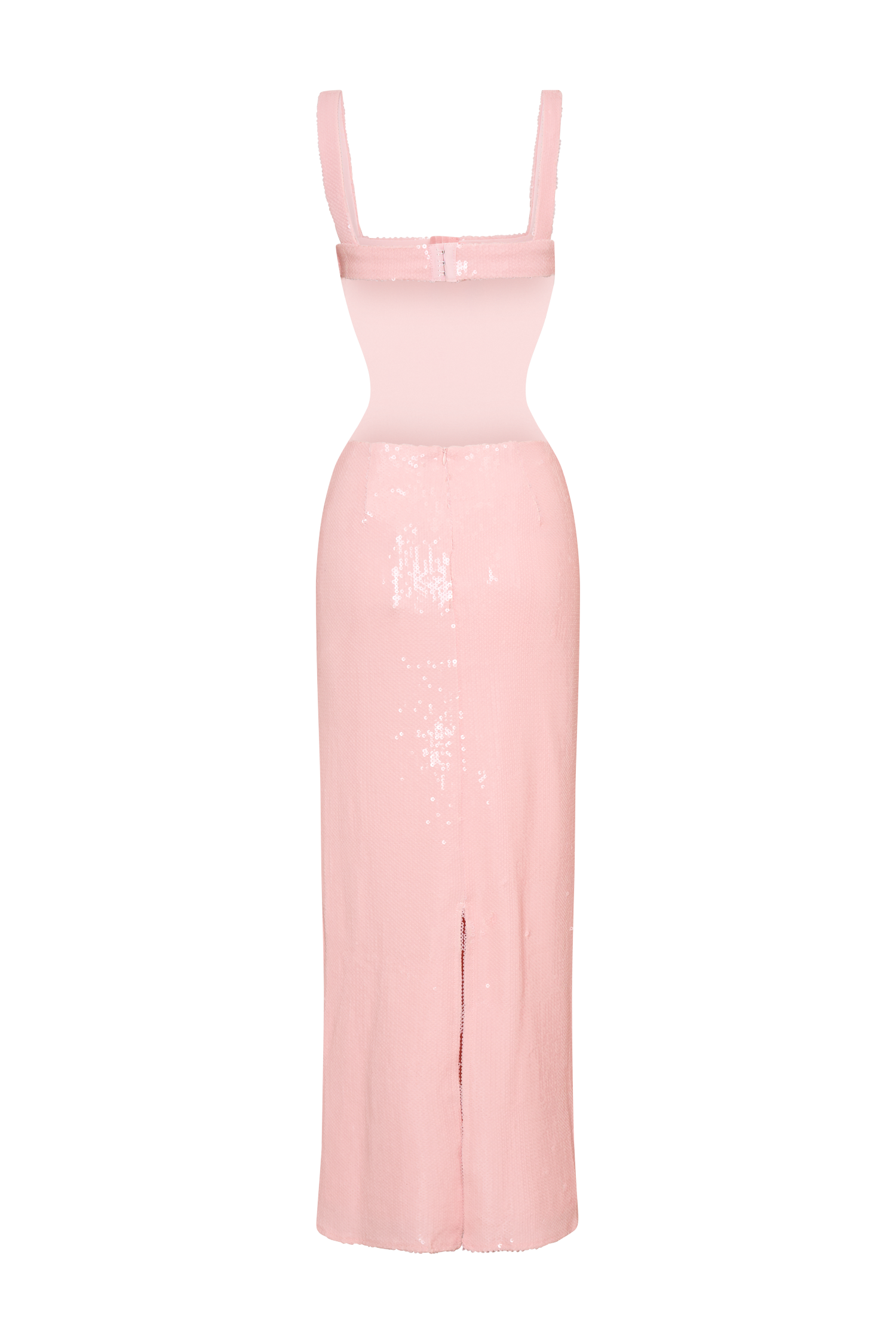 Adoria Sequin Cut Out Maxi Dress - Pale Pink
