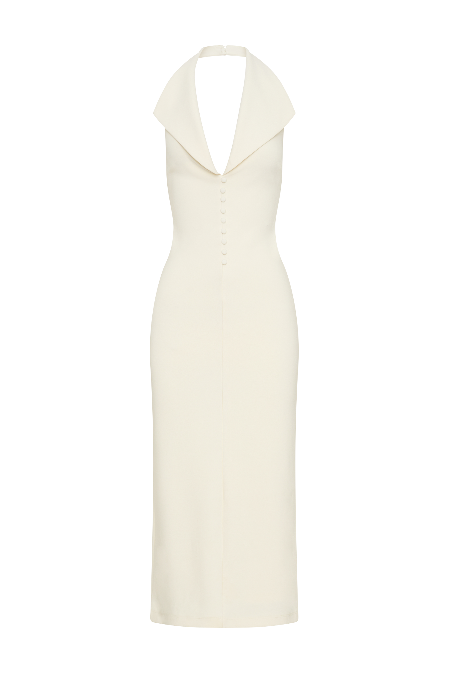 Annita Crepe Halter Midi Dress - Ivory