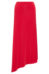 Bea Asymmetrical Slinky Maxi Skirt - Pomegranate
