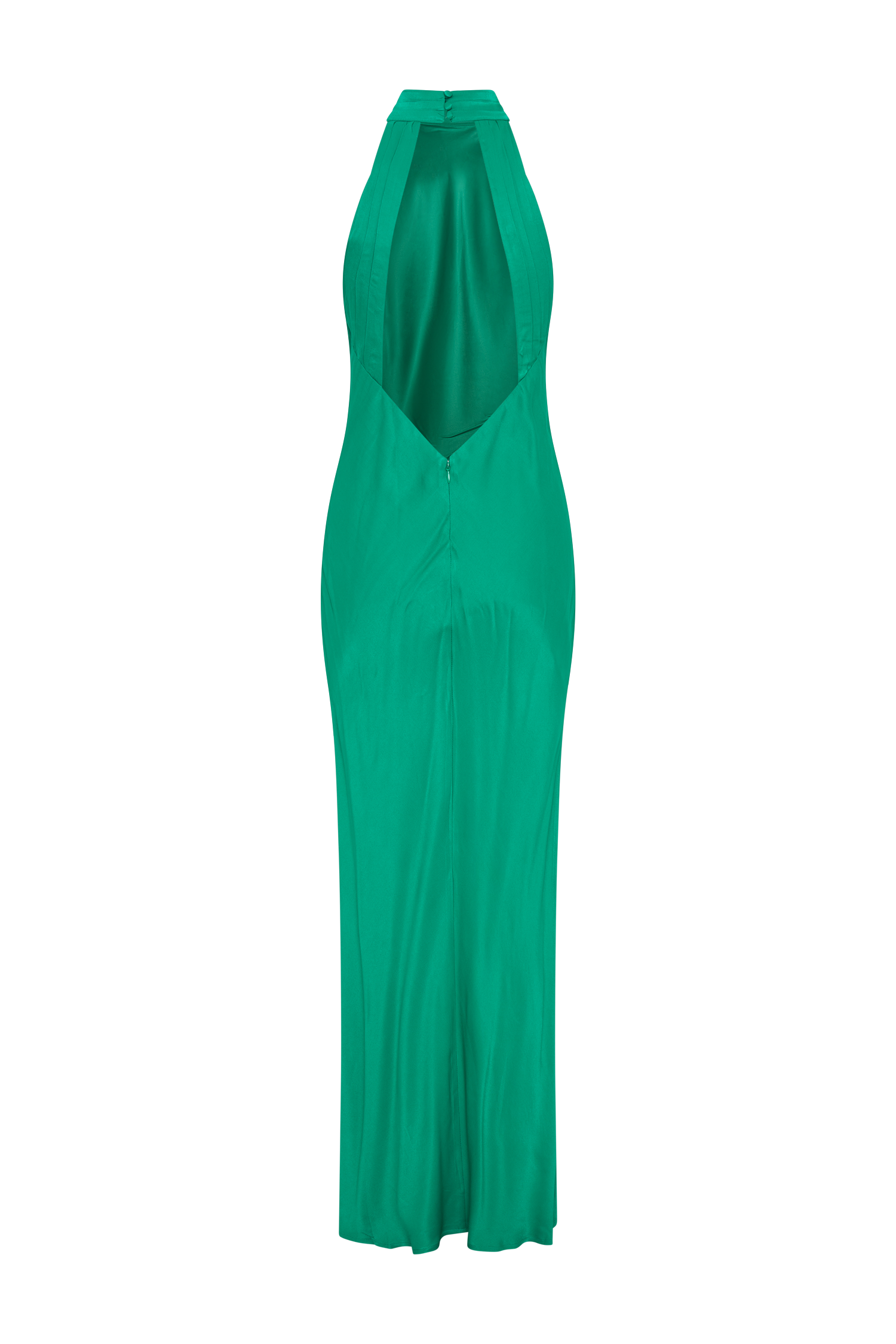Claire Satin Drape Back Maxi Dress with Split - Green
