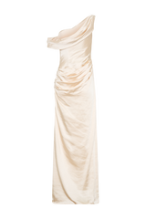 Dalia Off Shoulder Satin Maxi Dress - Blush Gold