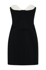Deana Contrast Suiting Strapless Mini Dress - Black