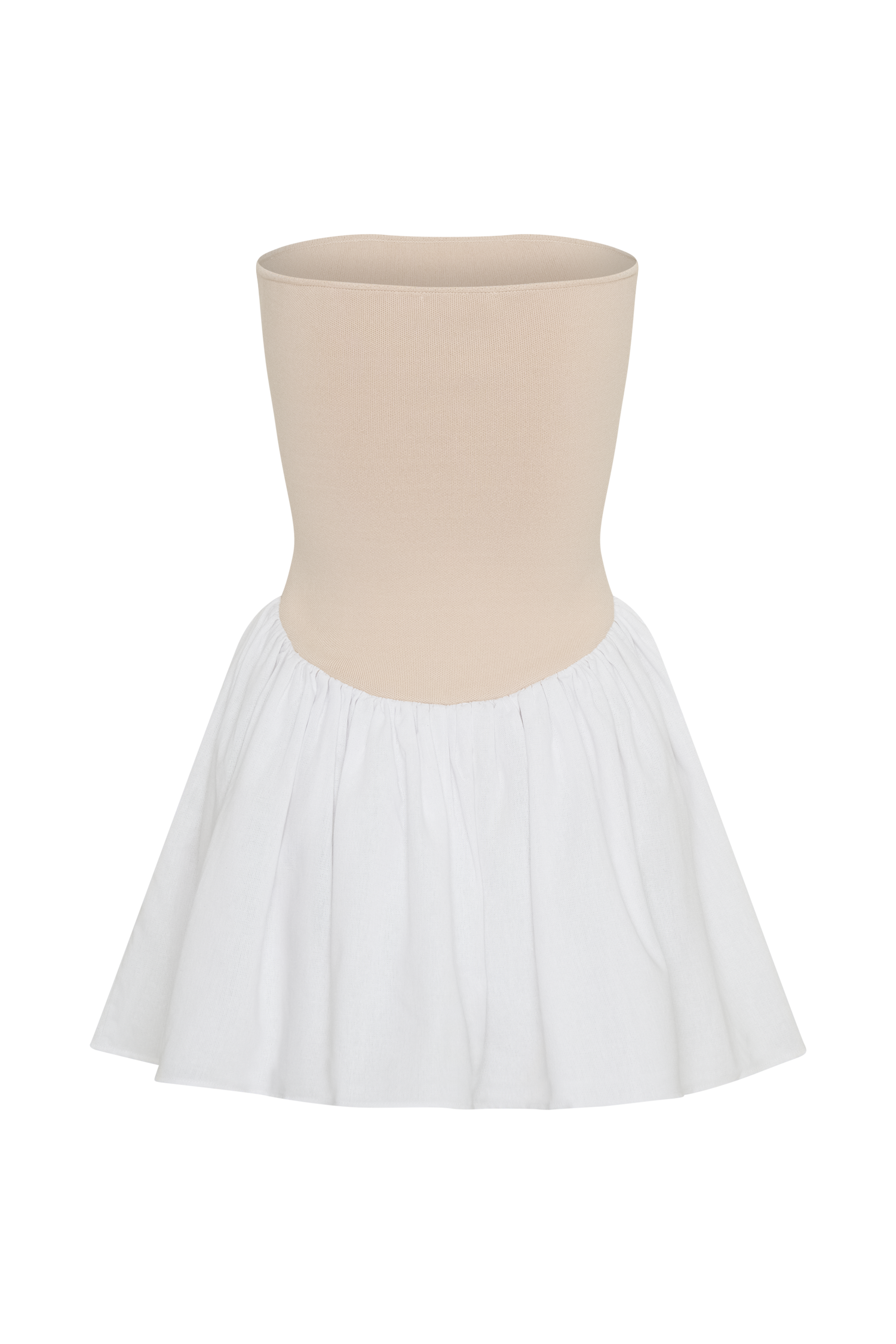 Hannah Knit And Linen Mini Dress - Natural/White