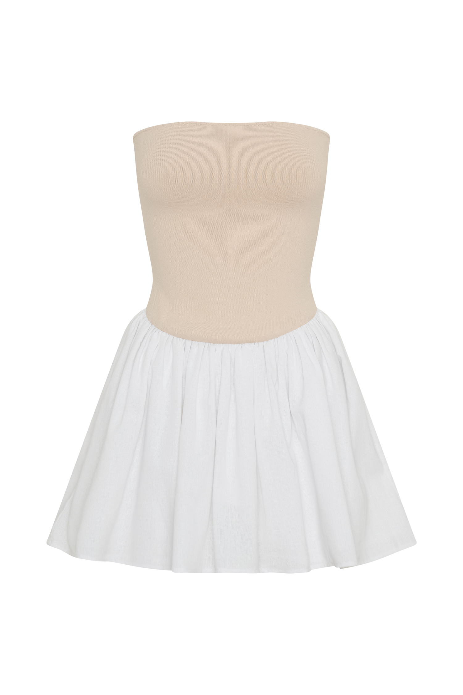 Hannah Knit And Linen Mini Dress - Natural/White