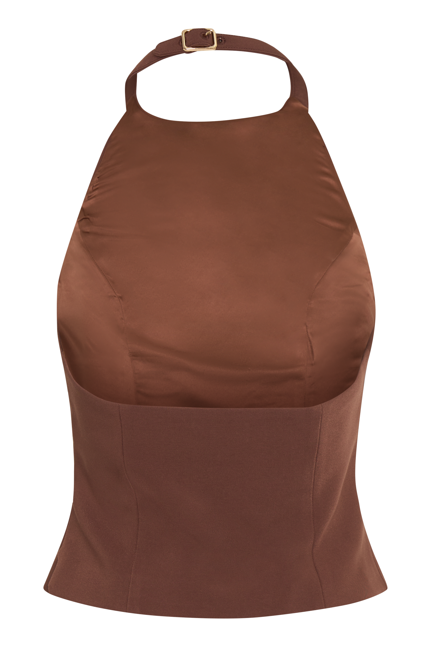 Letitia Suiting Halter Top With Buckle - Wood