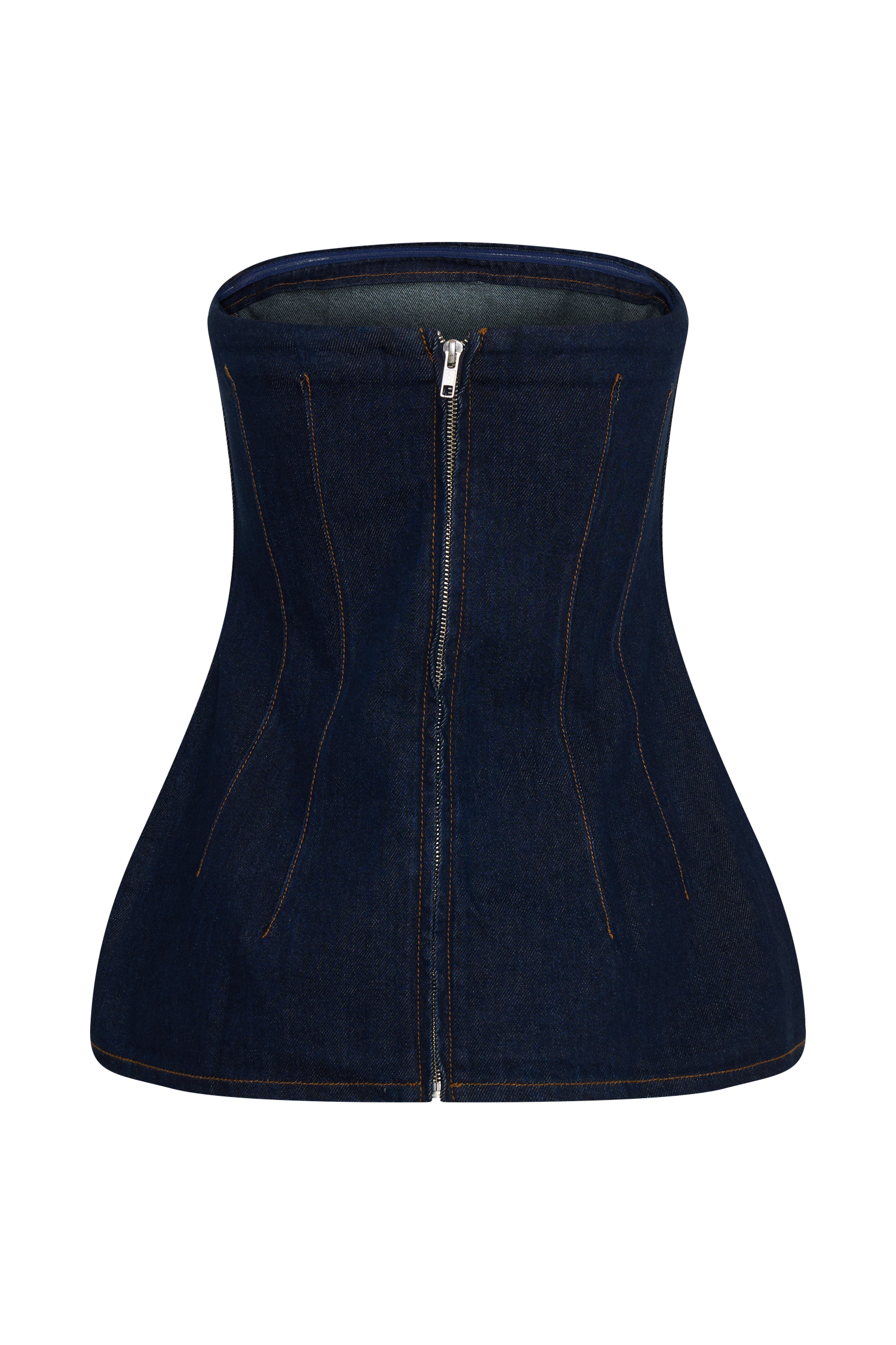 Madelyn Strapless Longline Denim Top - Indigo Blue