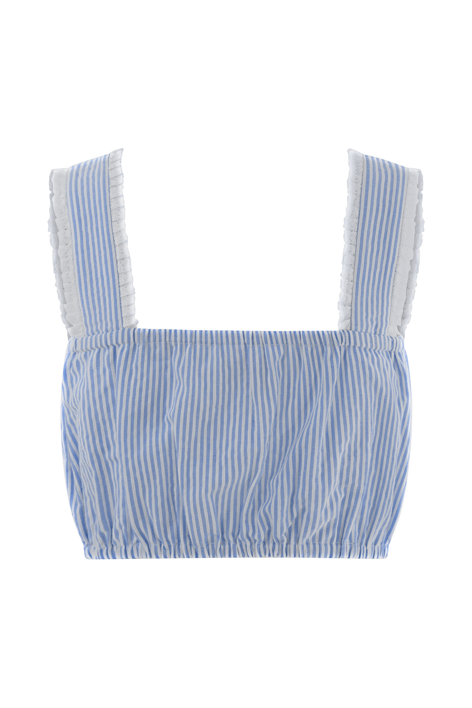 Gretel Sleeveless Crop Top - Blue Pinstripe