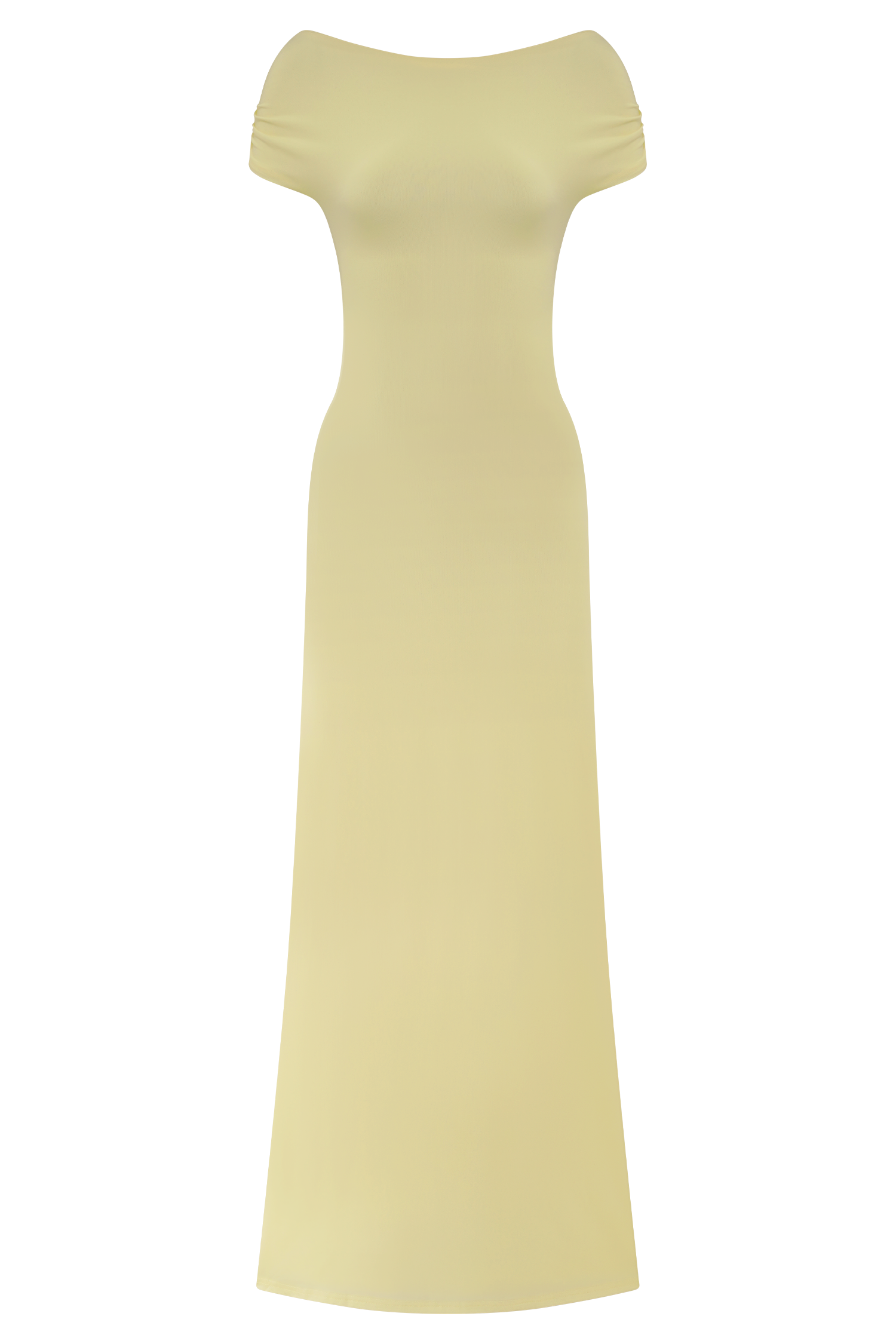 Imogen Off Shoulder Slinky Maxi Dress - Lemon