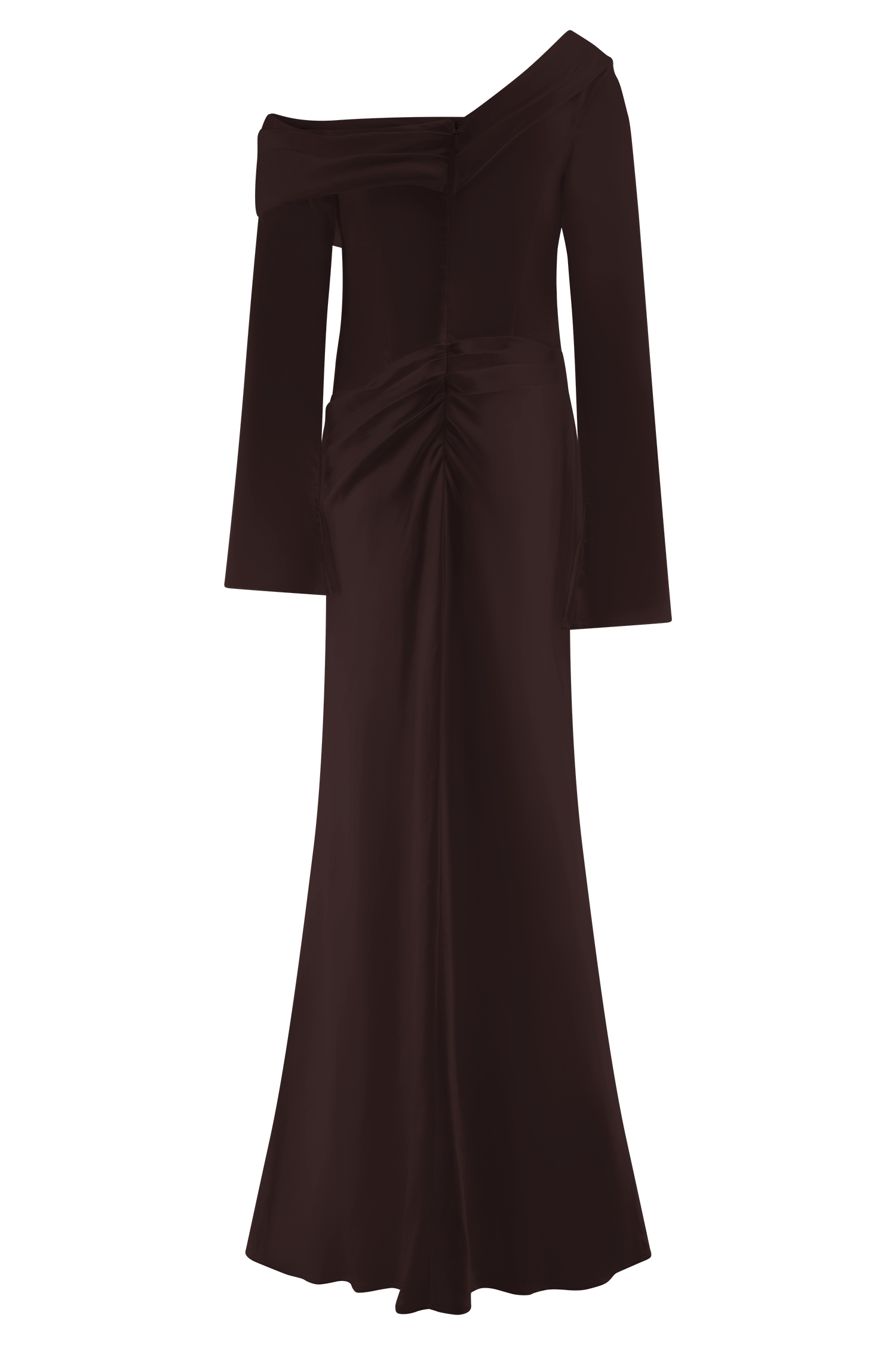 Iris Long Sleeve Satin Maxi Dress - Dark Chocolate