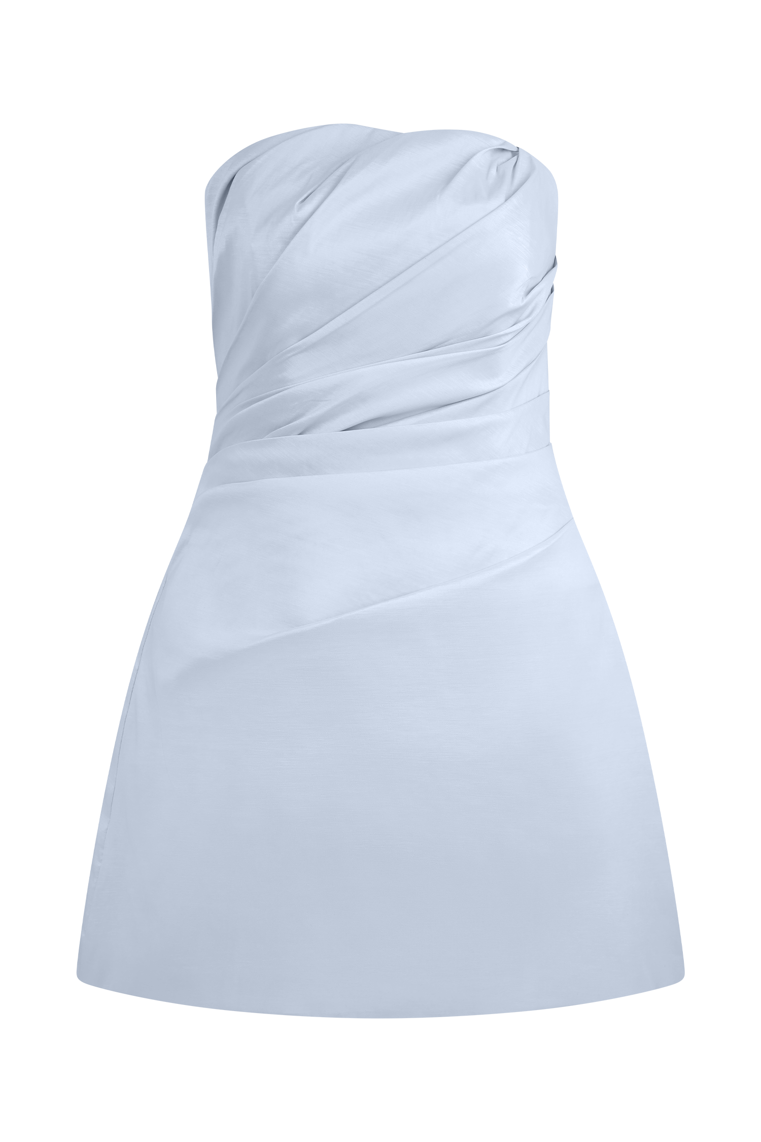 Leslie Gathered Taffeta Mini Dress - Frosted Blue