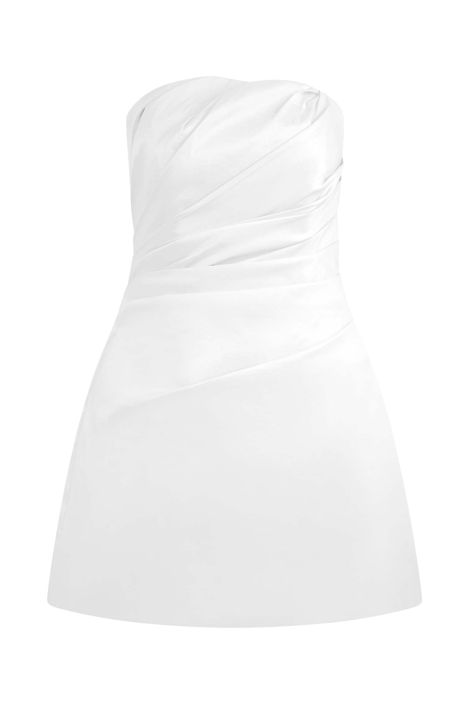 Leslie Gathered Taffeta Mini Dress - White
