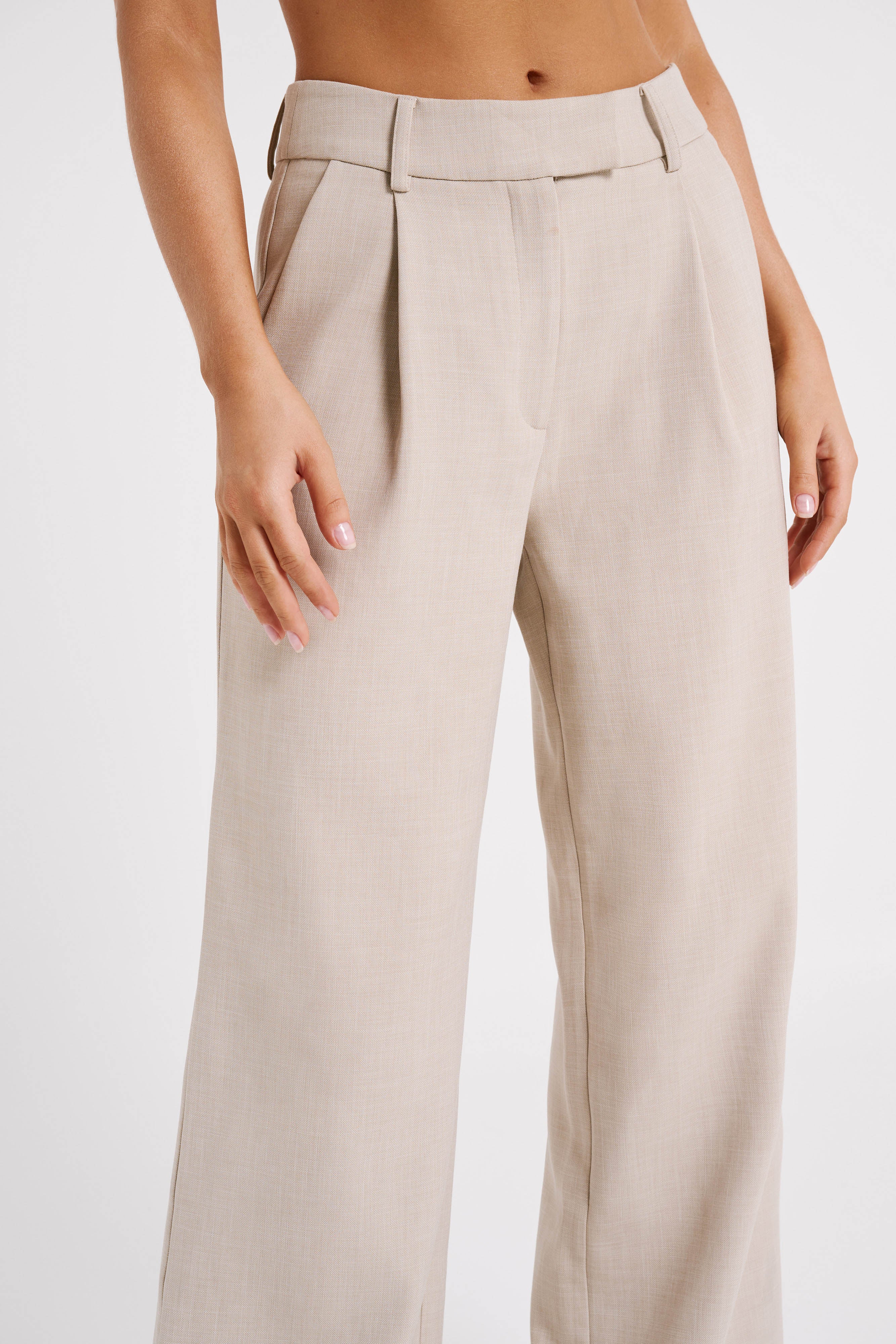 Natalie Textured Wide Leg Pant - Natural