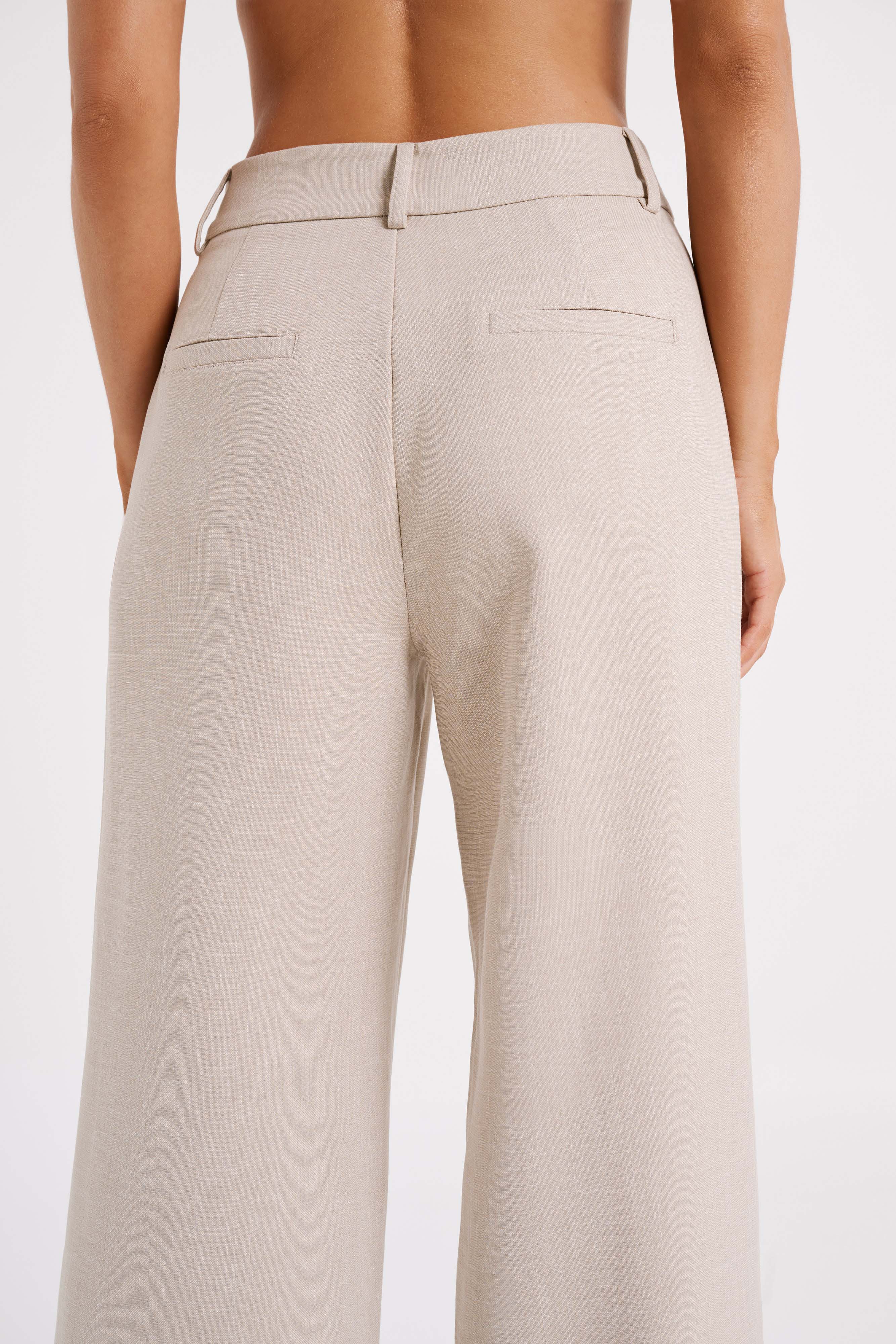 Natalie Textured Wide Leg Pant - Natural