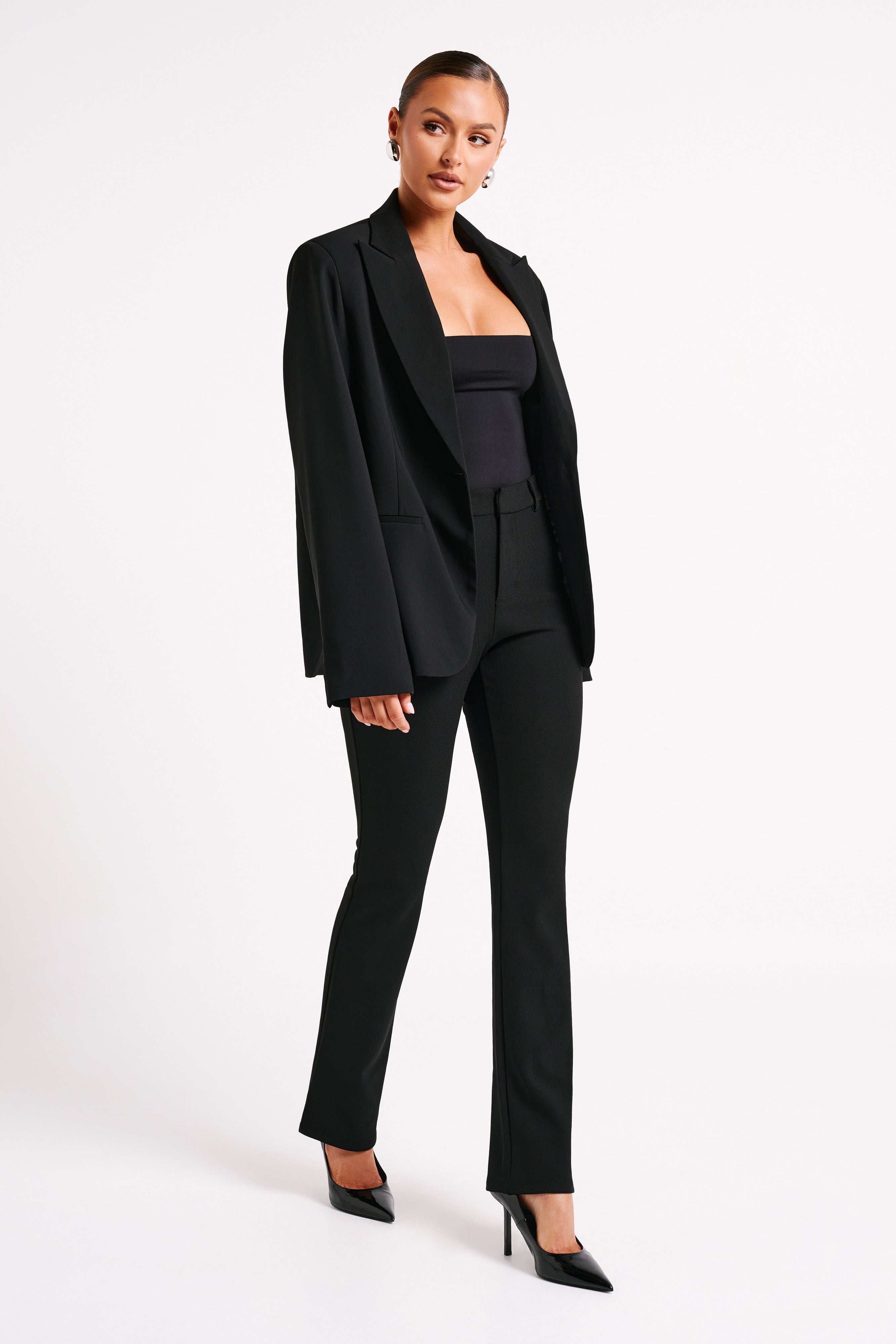 Bexley Oversized Blazer With Shoulder Pads - Black