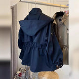 South Korea's Dongdaemun Design Sense Of A Small Relaxed Leisure Drawstring Waist Workwear Windwear Coat Women's Spring And Autumn Short HZ1220