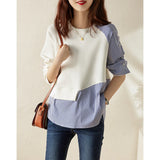 The Outer Singles Love The Anti-Age Model Asymmetric Stripes Spliced Bat Tucked Loose Collar Collar Collar Coat On The Head Of The Woman HZ1220