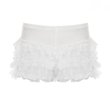 Pure Desire Dark Gothic Wind Wood Ear Lace Splicing Sexy Hottie Low-Rise Slimming Cake Thin Shorts Hot Pants HZ1220