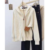 2025 New Simple Casual Double Zipper Sweater Female Shoulder Long Sleeve Hooded Knitted Cardigan Women's Uniform Women HZ1208