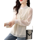 Spring And Autumn 2025 New French Elegant Lace Shirt With Sweet Lanky Long-Sleeved Women's Shirt HZ1220