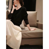 Sliced Hook Velvet Sweater Autumn And Winter New Thin Leisure Loose V Collar Long-Sleeved Knitted Sweater Woman HZ1220