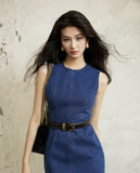 Temperament Sleeveless Denim Dress With Hip Dress Women's Summer 2025 New Waist-Skinny French Vest Skirt HZ1220