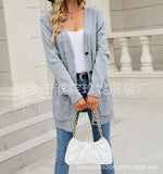 Sweater Long Coat Women's Long Dress Long Female Solid Color Mah-Button Cardigan Long-Sleeved British Style HZ1208