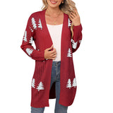 Autumn And Winter New Sweater Women's Knitted Loose Christmas Cedar Embroidered Cardigan Jacket HZ1208