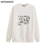 (Imitative Cotton Cotton Composite Milk Silk 350G) Autumn And Winter New Cat Print Loose Hooded Sweater HZ1208