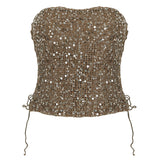 Small Waste Net Hole Beads Personalized Fabric Solid Color Sexy Hottie Side Strapped Bra Coat 2025 New HZ1220