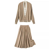 2025 Autumn Suit Hit Fake Two V-Neck Knitted Cardigan / Actually Tight Waist Half-Dressed Woman HZ1220