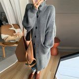 Autumn And Winter Women's Clothing New Design Feeling Thick Loose Temperament Lazy Coat Long Sweater Cardigan Woman HZ1220