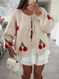 Autumn/Winter 2025 Knitted Cardigan With Loose Casual Sweater Strawberry Cherries With Coat Top HZ1208