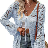 New Beach Knitted Jersey In Summer 2025 Sexy Solid Color Knitted Beach Swimwear Shirt Sunscreen Cardigan HZ1208
