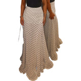 French Pure-Want Girl Sexy High-Waist Wave Dot Print Slimming Skirt Picnyle Leaf Side A Word Fishtail Skirt HZ1220