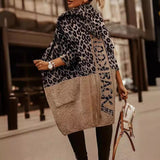 Street Loose Leopard-Print Letter Jahua Casual Hoodie Medium Long Women's Sweater Cardigan Woman HZ1208