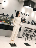 Autumn 2025 Autumn And Winter New Set Of Sweater Thin Knit Trousers Casual Suit Women's Two-Set HZ1220