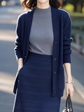 Dark Blue Sweater Knitted Cardigan Spring Women 2025 New Korean Soft Languid Languid Wind Unique Super-Good-Looking Top HZ1220