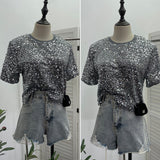 Red Lidg Short-Sleeved T-Shirt Woman 2025 Spring Dresses Loose Lime Bling Blouse 1059 HZ1208