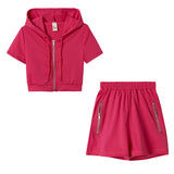 2025 Women's Women's Solid Color Sports Leisure Suit With Hat Zipper Two Sets HZ1220