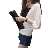 Japan And South Korea's New Lantern Sleeve Knitted Shirt Women Wearing V-Neck Loose Sunscreen Air-Conditioning Shirt Shawl Coat HZ1220