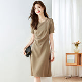 Simpliced Design Dress Women 2025 Summer New Folding Elegant Temperament Of The Long Simple Skirt HZ1220