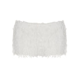 Spice Girls White Plush Low-Waist Shorts 2025 Autumn And Winter New Fashion Casual Tight Warm Pants Women's Trend HZ1220