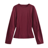 Autumn New Double-Sided Round Collar Blouse 3641859 Elastic Casual Trousers 3641860 HZ1208