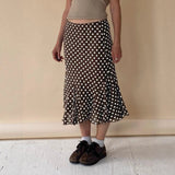 2025 Fashion Basic Wave Point Bump Low-Waisted Hottie Lotus Leaf Side Splicing Straight Half Skirt Long HZ1220