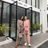 Autumn 2025 Autumn And Winter New Set Of Sweater Thin Knit Trousers Casual Suit Women's Two-Set HZ1220