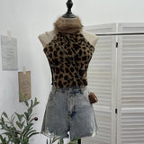 Spicy Design Sleeveless Leaves Three-Dimensional Flower Blouse Atmosphere Slimming Waist 1166 HZ1208