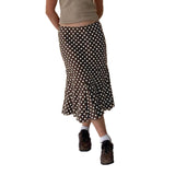 2025 Fashion Basic Wave Point Bump Low-Waisted Hottie Lotus Leaf Side Splicing Straight Half Skirt Long HZ1220