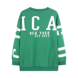 2025 Women's Casual Fashion Letter Print Thicken And Loose Round-Neck Long-Sleeved T-Shirt HZ1220