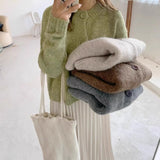 Sweater Coat Women's Autumn And Winter Loose Wear Complex 2025 New Short Top Knitted Cardigan Thicken HZ1208